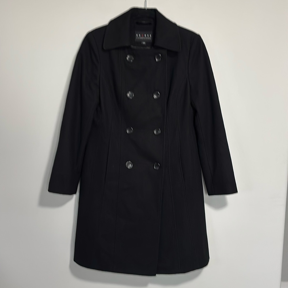Axcess (Liz Claiborne) Knee Length Pea Coat Wool Blend Black Size Medium